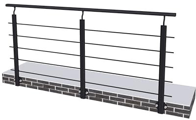 AICA Barandilla de aluminio - barandilla de escalera con 3 postes para interior y exterior escaleras, parapeto, balcón - fijaciones lateral (200cm)