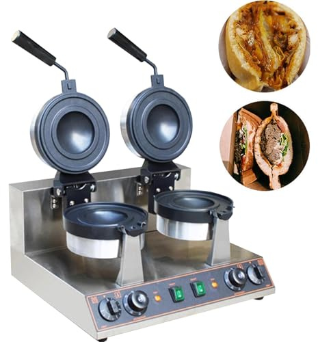 Commercial Hamburger Press,UFO Burger Maker 1300W,Panini Press Machine,Commercial Non Stick Panini Press Hamburger Machine,50~300℃ Adjustable Temperaturefor Commercial Home Use(Single head)