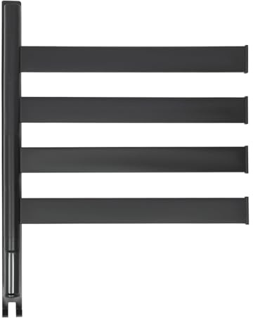 Scaldasalviette elettrico a LED, in acciaio inox, con 4 aste, per bagni, cucine, balconi, hotel, 48 x 64 cm
