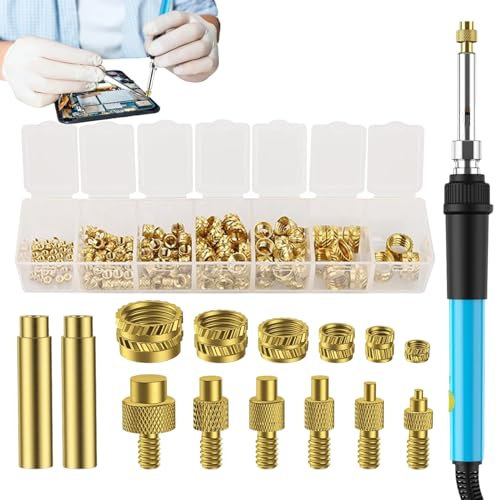 Lötspitzen-Set mit Gewindeeinsätzen, Lötkolben-Kit für M2/M3/M4/M5/M6/M8-Adapter, professionelles Werkzeug für Gewindeeinsätze für Lötkolben erhitzt und schmilzt die Kunststoffkomponenten