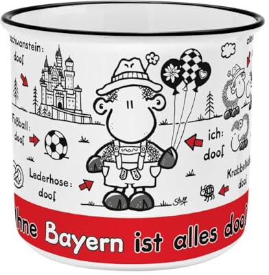Sheepworld Tasse mit Spruch Ohne Bayern ist alles doof | Kaffeetasse, New Bone Porzellan, 35 cl | Geschenk Freunde, lustiges Geschenk | 61546
