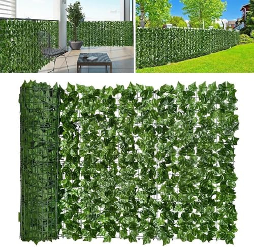 Yulun Artificial Ivy Privacy Fence Screening, 3m x 1m(with 50PCS Zip Ties) Garden Screening Artificial Hedge Roll for Patio, Balcony, Garden & Backyard - Outdoor/Indoor Decorative Leaf Fence Covering