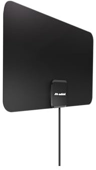 Meliconi Antenna TV Easy Fit, Amplificata, Ultra Slim, Compatibile DVB-T2 HEVC, DVB-T, DAB+, Filtro 4G/5G, Alimentazione USB 5V, Facile Installazione con Biadesivi Inclusi
