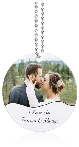 Jovivi Personalisierter Rückspiegel Anhänger mit Foto Spiegelanhänger personalisiert aus Acrylglas - Auto Anhänger für Spiegel - Perfektes Auto Geschenk für Freunde Familie (Rund, Standard)