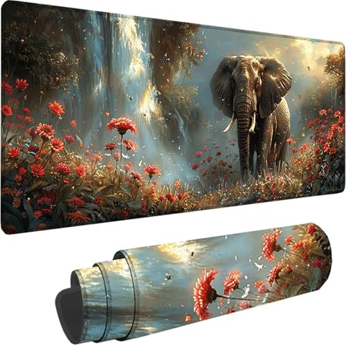 Alfombrilla Ratón Gaming XXL 1200 x 600 x 3 mm, Rosa Mouse Pad Animal Alfombrilla Escritorio con Base de Goma Antideslizante, Mousepad Gaming Mejora la precisión y la Velocidad para Jugadores, PC I-R