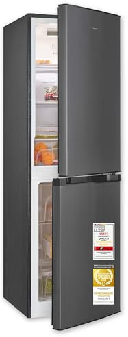 Exquisit KGC5195 Kühl-Gefrierkombination No Frost, 193 l, 160 cm | Freistehend, Inoxlook, 4-Sterne-Gefrierfach 64 l, 3 Glasablagen, wechselbarer Türanschlag, Energieklasse E