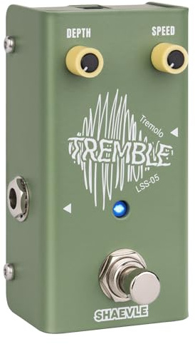 SHAEVLE Pédale d'effet trémolo pour guitare – Circuit entièrement analogique, True Bypass, contrôle de profondeur compensé en volume, format compact TREMBLE (Tremolo)