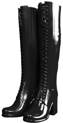 predolo 1:6 Puppen-Kniestiefel mit runder Spitze, Puppenschuhe für 30 cm große Actionfiguren, Schwarz