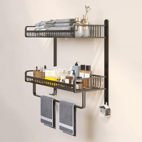 Scaffale a doppio strato per bagno, cucina, soggiorno e camera da letto, design a nicchia integrata, porta shampoo e cestino portaoggetti, soluzione perfetta per la casa