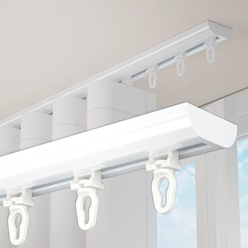 Binario per tenda da soffitto ultra sottile da 14 mm, a 1 strato, in alluminio bianco, 240 cm, con occhielli scorrevoli, perfetto per la decorazione della casa e la separazione dello spazio
