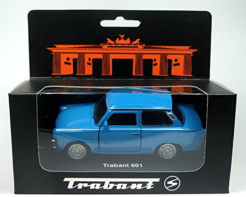 Generisch Modellauto kompatibel mit Trabi/Trabant 601 Limousine blau ca. 11 cm im Fensterkarton