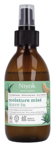 Niyok Espray hidratante Moisture Mist 200 ml – Spray Leave-In para cabello seco y dañado, cuidado hidratante, efecto antiencrespamiento, aroma a aloe vera, fabricado en Alemania