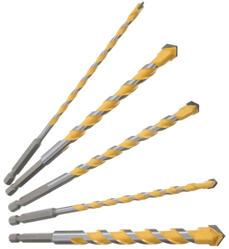 EXCEART Jeu de Forets à Maçonnerie en Acier au Carbone Multi-fonction Haute Résistance à L'usure, Tige Hexagonale Jaune pour Carrelage, Verre et Pierre