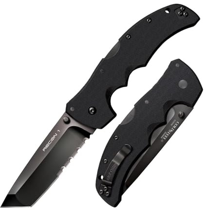 Cold Steel, Recon 1 Lockback Tanto, Klinge 10 cm, Klappmesser, teilweise gezahnt, Tanto Klinge, Taschenmesser, Griff: G10, S35VN Klingenstahl, scharfes Messer für Outdoor, Camping, Schnitzen | teilweise gezahnt, Tanto Klinge, Taschenmesser, Griff: G10, S35VN Klingenstahl, Messer für Outdoor, Camping