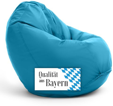 Bruni Sitzsack Classico L in Lichtblau – XL Sitzsack mit Innensack zum Lesen, Abnehmbarer Bezug, lebensmittelechte EPS-Perlen als Bean-Bag-Füllung, aus Deutschland