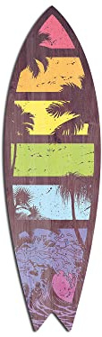 DECLINA Dekorativ vintage tahiti surfbräda, tryckt surfbräda, deco-surfbräda, väggdekor, deco-bräda, 100 x 30 cm