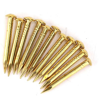 Clavo de Latón, 100 Piezas Clavos Dorados de Cabeza Redonda Clavos de Pared de Latón 10 Mm / 15 Mm / 18 Mm / 22 Mm para Madera, para Espejo de Marco de Imagen Colgante(22mm long and bold)