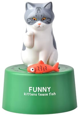 Uixxducc Küchentimer Katzen, Mechanischer Timer, Küchentimer 60 Minuten Countdown Timer Wecker, Eieruhr Lustig Cartoon Tier Kurzzeitwecker für Küche Zuhause Büro Schule Klassenzimmer (Grün-Katze)
