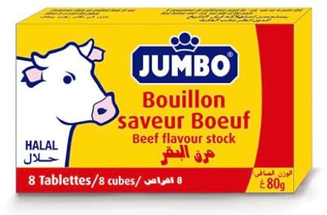 JUMBO - Brodo aromatizzato al manzo halal, ideale per insaporire i tuoi piatti - 8 compresse - 8x10g - 80g.
