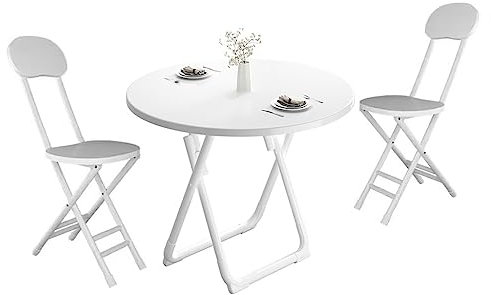 Utomhusbord Stolar Balkong Bord Stol Bistro Set 3 delar, Garden Bistro Set med 2 hopfällbara stolar 1 sidobord, möbelset för uteplats