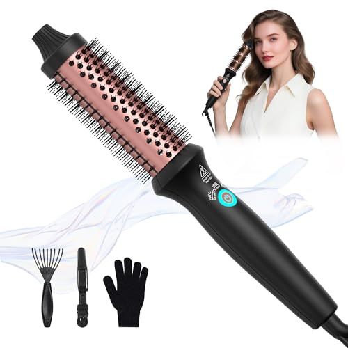 Thermal Brush 3 I 1, UKLISS Thermoborste 32 mm, Rundborste Kompakt, Lockborste Med Dubbelspänning För Resor 160-204℃, Lätt Värmeborste FöR Hårstyling - Kamma, Locka, Släta