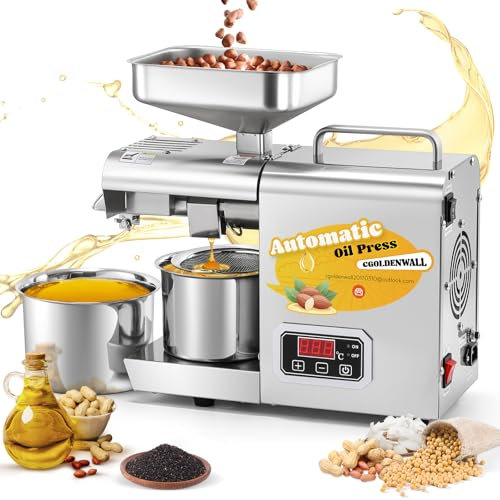CGOLDENWALL 1000W LED Ölpresse Maschine Ölabzieher Expeller mit intelligentem Temperaturregler/Industriemotor/komplett Edelstahl