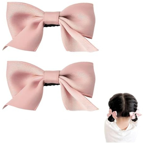 1 paire de pinces à cheveux en forme de nœud pour fille - Antidérapantes - Pour Noël, mariage, anniversaire - Rose