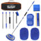 Car Wash Brush Set, 160cm Extendable Handle, Microfibre Mop with Replacement Head, Wheel Brush, Towel and Sponge (Blue)