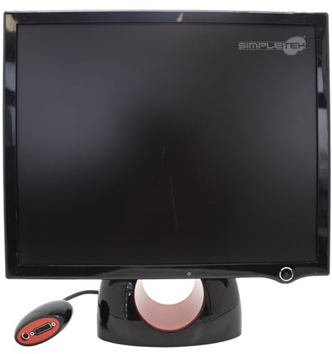 SIMPLETEK – Schermo Monitor Display L1900 19 Quadrato 5:4 4:3 PC DVI Nero e Rosso | Alimentatore Esterno 12V Incluso | Con Base, Cavo VGA e Adattatore VGA Inclusi (Ricondizionato)