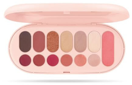 Pupa Palette Make My Day Pocket Blush, läppstift, glans och ögonskugga – 13 stycken för ansiktsmakeup, ögon och läppar, perfekt för hem eller resor – finns i 3 färgvarianter (002 ljusrosa)
