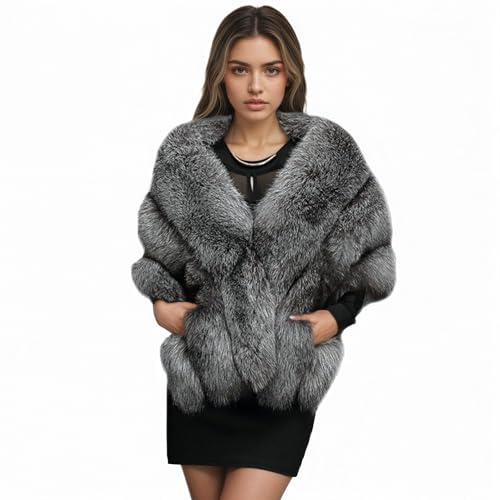 ELFJOY Luxury Faux Fur Shawl for Women Winter Fur Coat Wedding Party Fur Stole Wraps for Evening Dresses