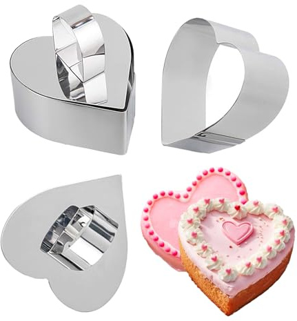 Uncle Jack 2Pack Cake Ring Mold, Cookie Rings for Baking, Stainless Steel Ring Mold with Pusher, for Dessert, Mouses Cake (3.15''L X 3.15''W X 1.57''H)