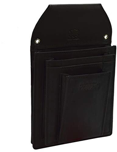 flevado Große Professionelle Taplet iPad mini bis 8 Zoll Gastronomie Kellnertasche Leder schwarz- Wildleder braun Unisex (schwarz)