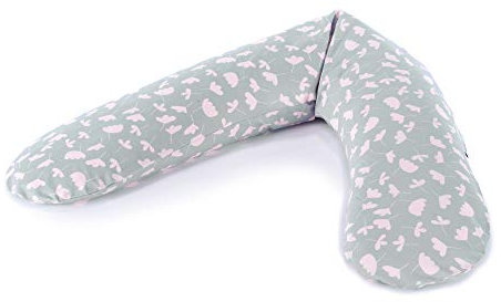 Theraline Das Original Schwangerschaftskissen & Stillkissen 190cm – Seitenschläferkissen Stillkissen Perlen – inkl Stillkissenbezug Zarte Blüten