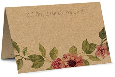 Partycards 50 Stück Tischkarten Hochzeit, Platzkarten für Kommunion Konfirmation, Namensschilder Geburtstag, Tischdeko Namenskarten Taufe, Tischdekoration, Namensschild, Tischkarten Geburtstag