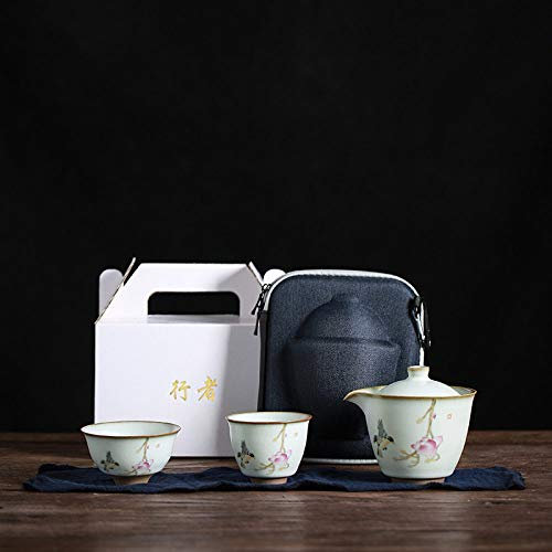 Dollin&Dockin Kung Fu Teeservice Keramik Vintage Handmade Tee Set Portable Tasche Blume Und Vogel Chinesisches Porzellan Tee Traditionell Schöne Set