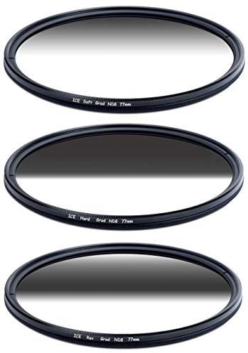 ICE 77mm Grad ND Set Reverse Hard Soft ND8 Filter Neutral Density ND 77 3 Stop Optical Glass