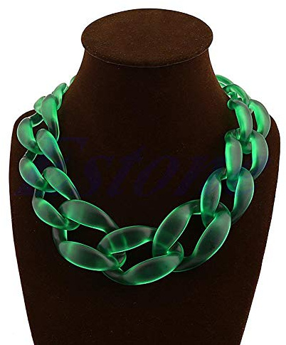 YoungerY Collane in Acrilico Lackingone Choker Grosso Girocollo Collana con Catena Bib Pendenti Verdi