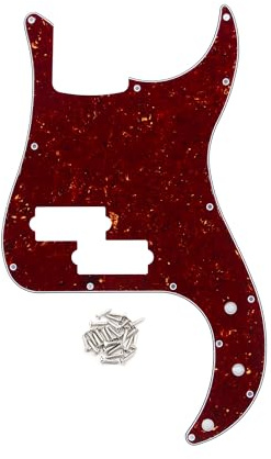 FLEOR 13-Loch Modern Style Standard PB Bass Pickguard ohne Truss Rod Notch für 4-Saiter P Bass Modell, Rote Schildkröte