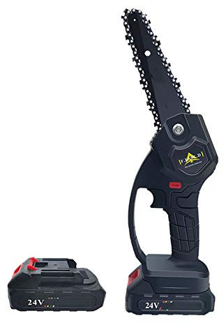 Mini Motosierra, Sierras De Cadena Eléctricas Inalámbricas De 5 Pulgadas Con Bloqueo De Seguridad Portátil Para Corte De Madera De Rama De Árbol De Patio con 2 piezas Batería de Litio