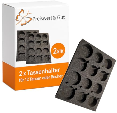 Tassenhalter für 24 Becher Wohnwagen Wohnmobil Schaumblock 24 x 25 cm | Glashalter aus stabilem Schaumblock, zuschneidbar, für Camping Becher, Gläser und Tassen, Maß 24 x 25 x 5 cm