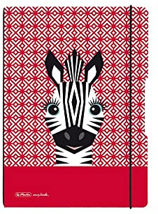 Herlitz 50039838 Notizheft flex A6, 40 Blatt punktiert, Motiv: Cute Animals Zebra, 1 Stück