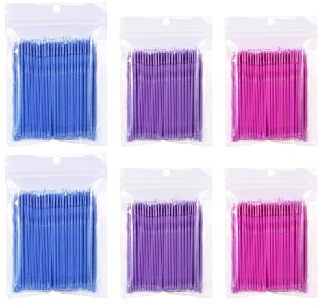 Applikatoren Pinsel, 600 Stück Einweg Microbürsten Wimpernbürste Für Wimpernverlängerung, Wimpernlifting Zubehör, Lashes Graft, Make-up Reinigungsstäbchen, Oral und Sauberkeit (ROSA+BLAU+Lila)