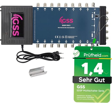 [ Test très bien *] Commutateur multiple GSS 5/16 pour LNB Quattro & Quad LNB Multiswitch pour 1 satellite & 16 participants complet (TV, récepteur satellite), Matrix, HD, 4K UHD, pour installation