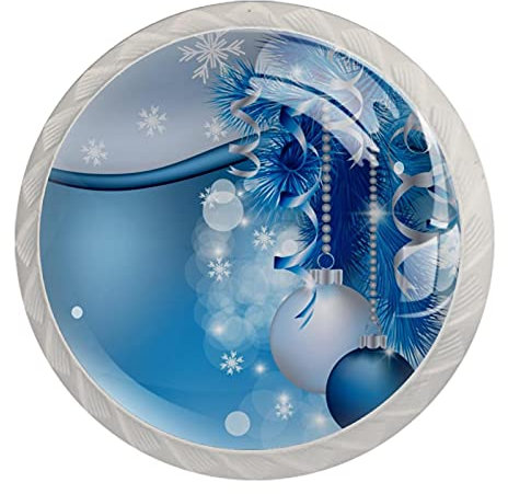 4 Stück Knöpfe für Kommodenschubladen, schöne blaue Weihnachtskugel zum Aufhängen, Küchenschrank, Schranktür, dekorative Möbel