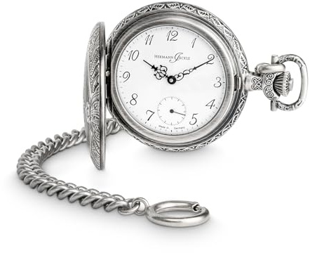 Hermann Jäckle Herren Taschenuhr Schöntal 2 Antiklook Handaufzug 50 mm | Made in Germany, Handaufzugswerk, kleine Sekunde, inklusive Kette und Reiseetui.
