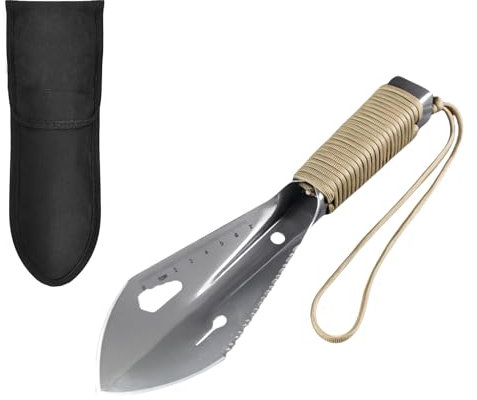Camping Shovel Super Lightweight Small Serrated with Paracord Handle & Carrying Pouch for Metal Detecting, Digging, Gardening, Planting, Outdoor Camping Hiking
