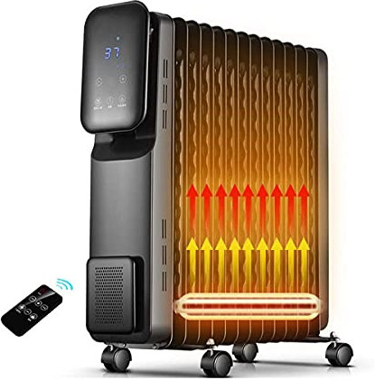 SilteDNuovo radiatore digitale a olio a 13 alette da 2,5 KW con telecomando e stendino - Display a LED - Riscaldamento rapido - Spazio elettrico portatile SilteD -Timer 12 ore - Protezione di
