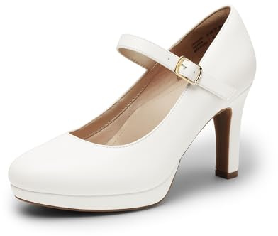 DREAM PAIRS Dame Mary Janes Pumps High Heel Kleid Schuhe Bequeme niedrige Plattform Pumps für Damen,Size 37,Weiss,SDPU2425W