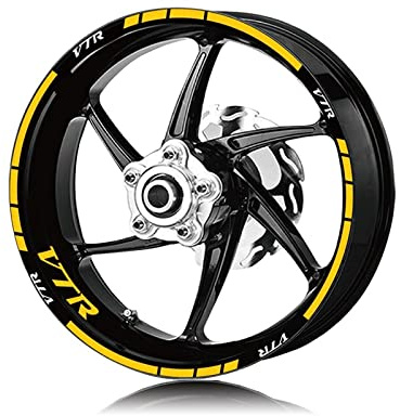 PuLaif Streifenaufkleber Motorradreifen Und Felge Reflektierender Dekorativer Aufkleber Kombinationsradaufkleber-Set Für Honda VTR VTR 1000 1000f (Color : Yellow)
